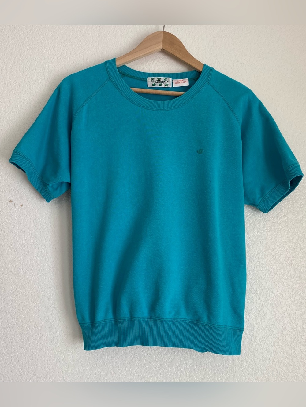 Vintage 80's Giordano Originals short sleeve raglan crewneck embroidered frog, L